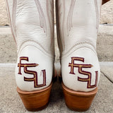 FSU Ivory Leather Gameday Boots - The Pink Pineapple 850