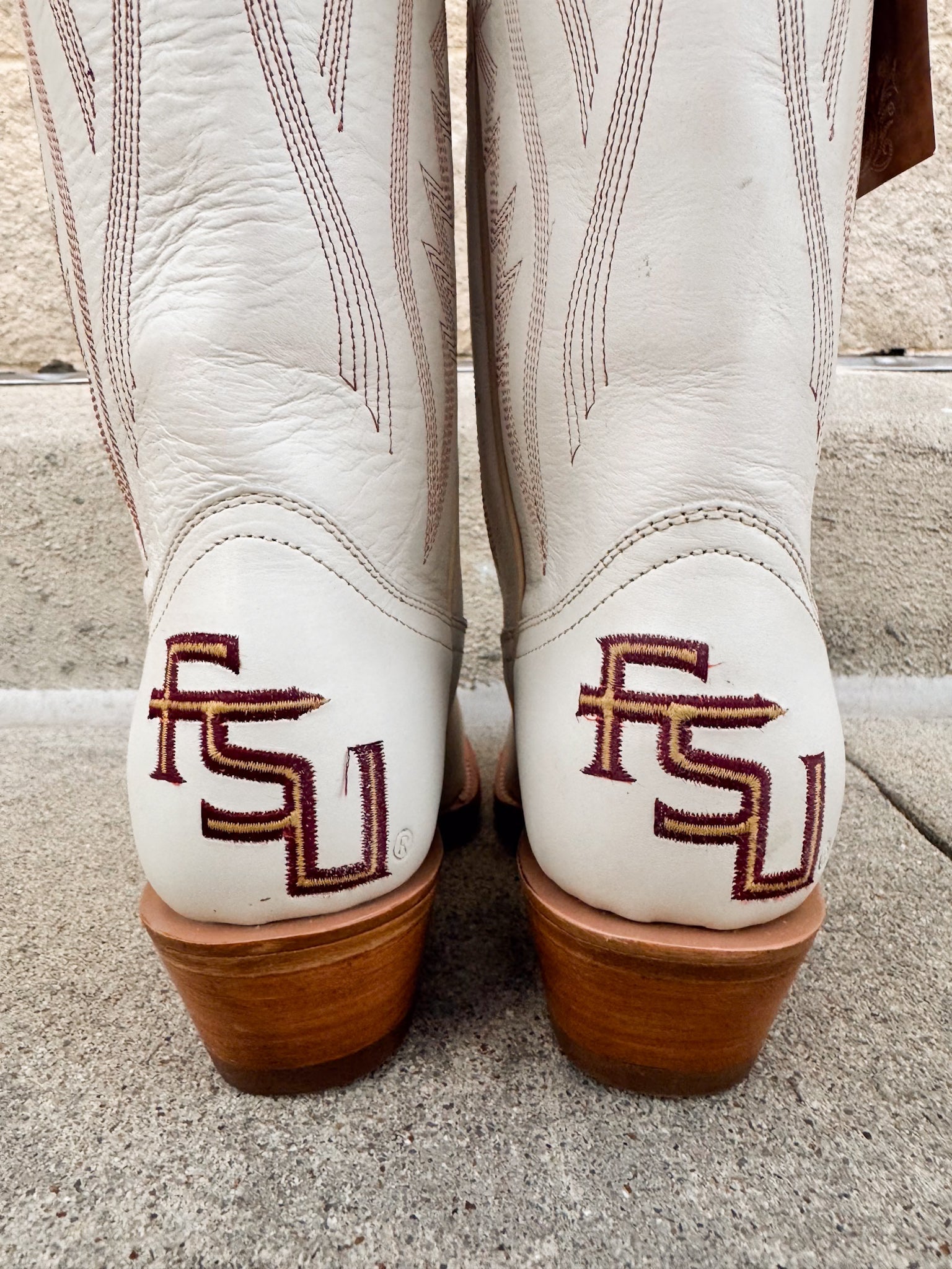 FSU Ivory Leather Gameday Boots - The Pink Pineapple 850