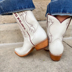 FSU Shorty Ivory Leather Gameday Boots - The Pink Pineapple 850
