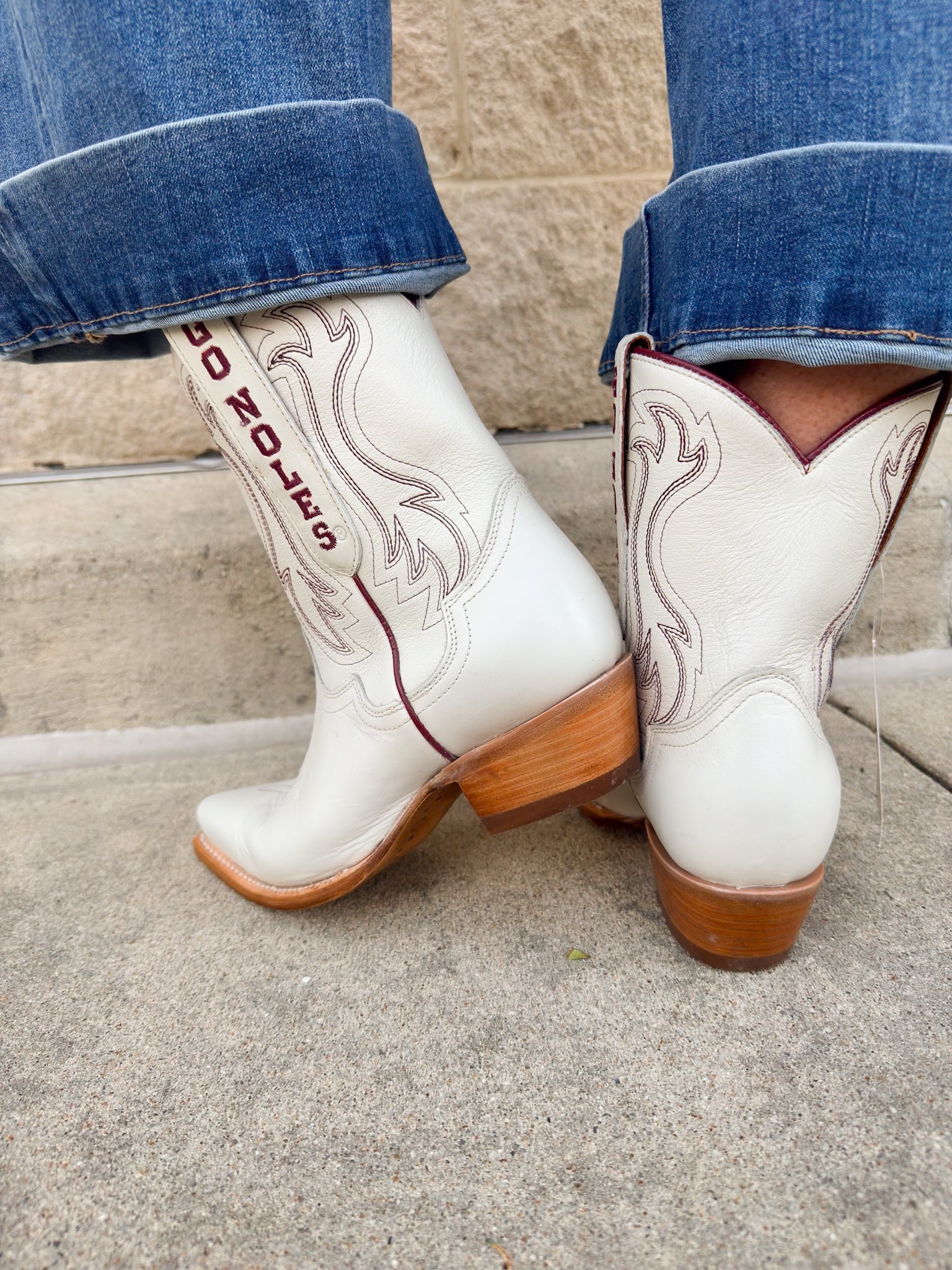 FSU Shorty Ivory Leather Gameday Boots - The Pink Pineapple 850