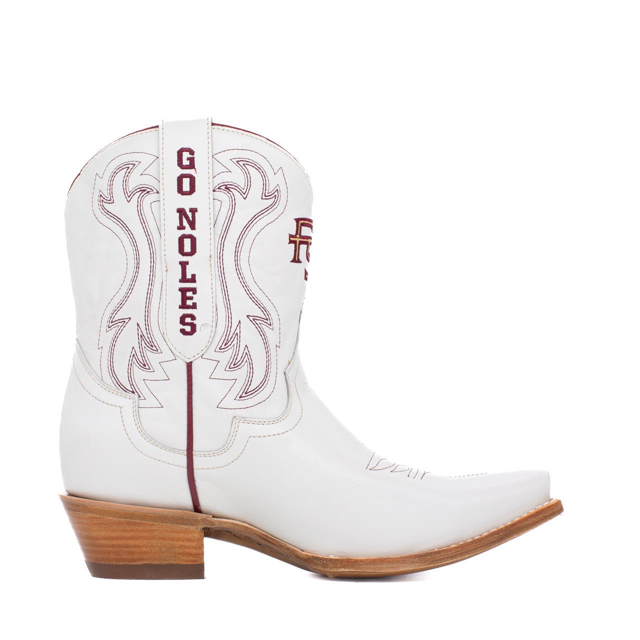 FSU Shorty Ivory Leather Gameday Boots - The Pink Pineapple 850