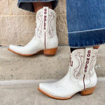 FSU Shorty Ivory Leather Gameday Boots - The Pink Pineapple 850