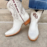 FSU Shorty Ivory Leather Gameday Boots - The Pink Pineapple 850