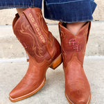 FSU Shorty Tan Leather Gameday Boots - The Pink Pineapple 850