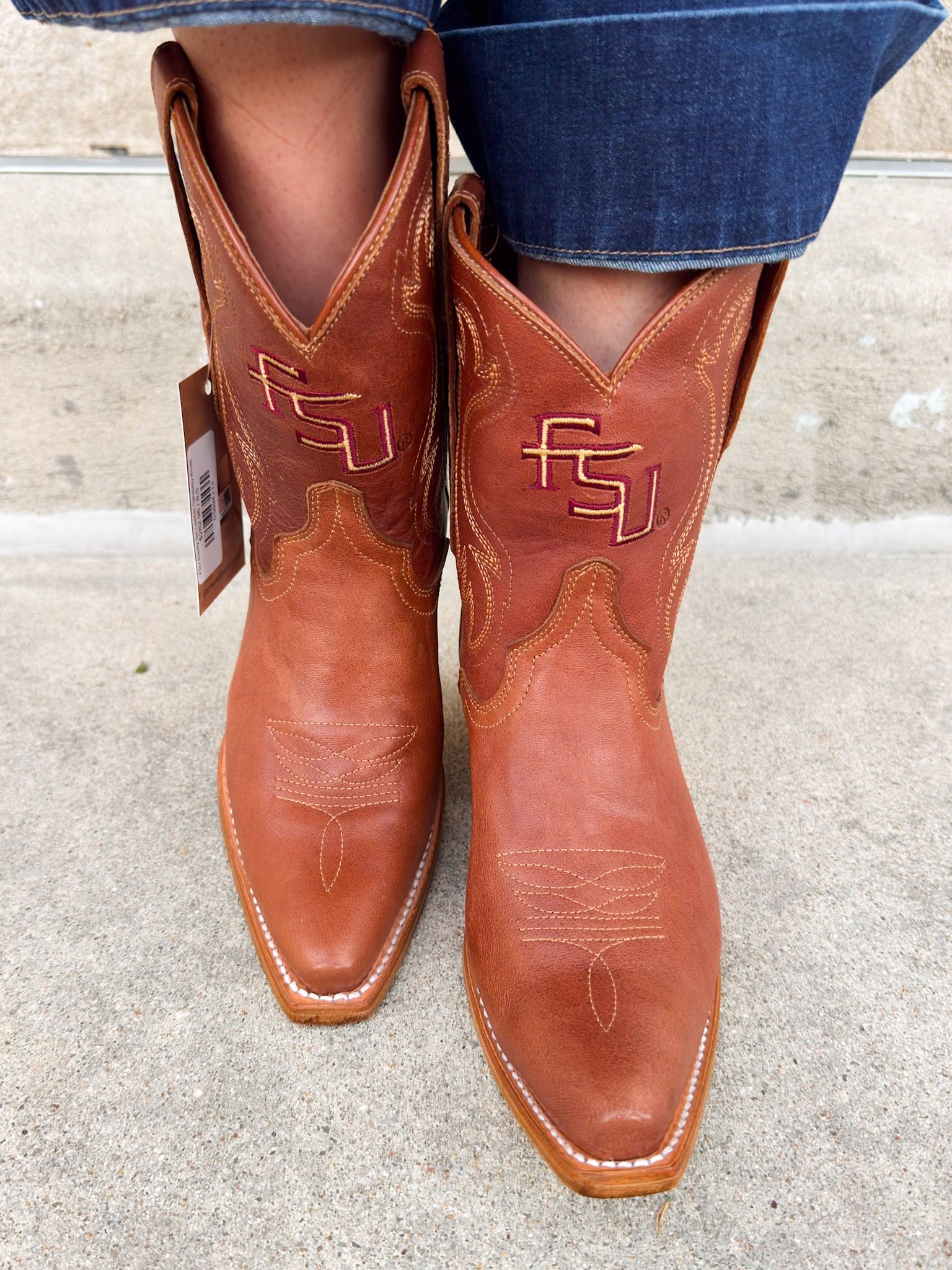 FSU Shorty Tan Leather Gameday Boots - The Pink Pineapple 850