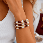 Game Day Beaded Bracelet Stack - Garnet & White - The Pink Pineapple 850