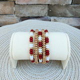 Game Day Beaded Bracelet Stack - Garnet & White - The Pink Pineapple 850