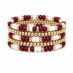 Game Day Beaded Bracelet Stack - Garnet & White - The Pink Pineapple 850