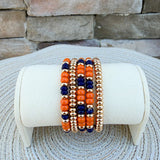 Game Day Beaded Bracelet Stack - Orange & Navy - The Pink Pineapple 850