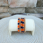 Game Day Beaded Bracelet Stack - Orange & Navy - The Pink Pineapple 850