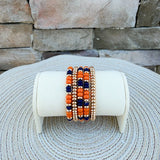 Game Day Beaded Bracelet Stack - Orange & Navy - The Pink Pineapple 850