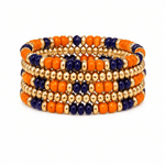 Game Day Beaded Bracelet Stack - Orange & Navy - The Pink Pineapple 850