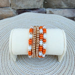 Game Day Beaded Bracelet Stack - Orange & White - The Pink Pineapple 850
