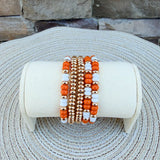 Game Day Beaded Bracelet Stack - Orange & White - The Pink Pineapple 850