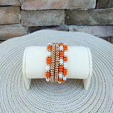Game Day Beaded Bracelet Stack - Orange & White - The Pink Pineapple 850