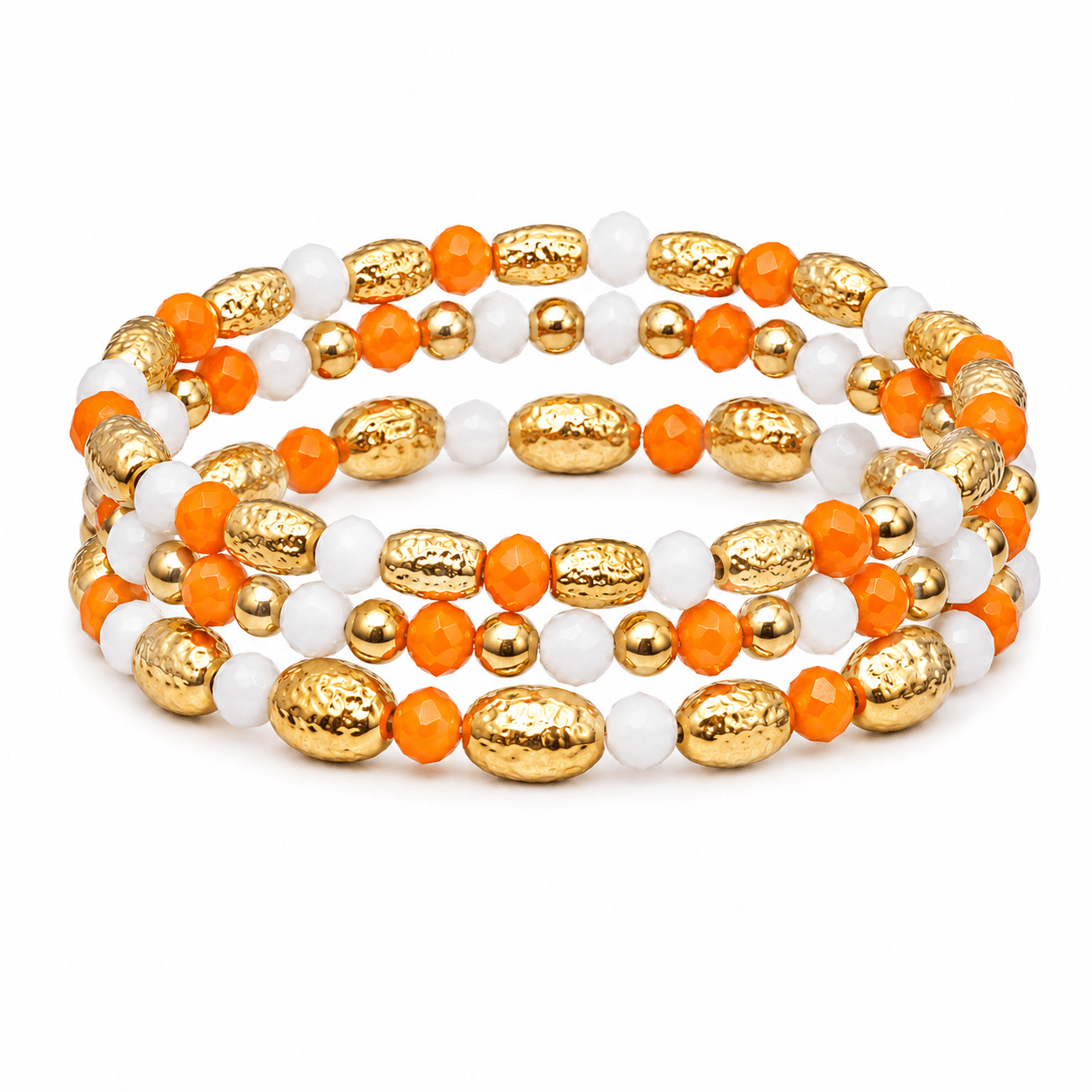 Game Day Scarlet Luxe Stack Bracelet - Orange & White - The Pink Pineapple 850