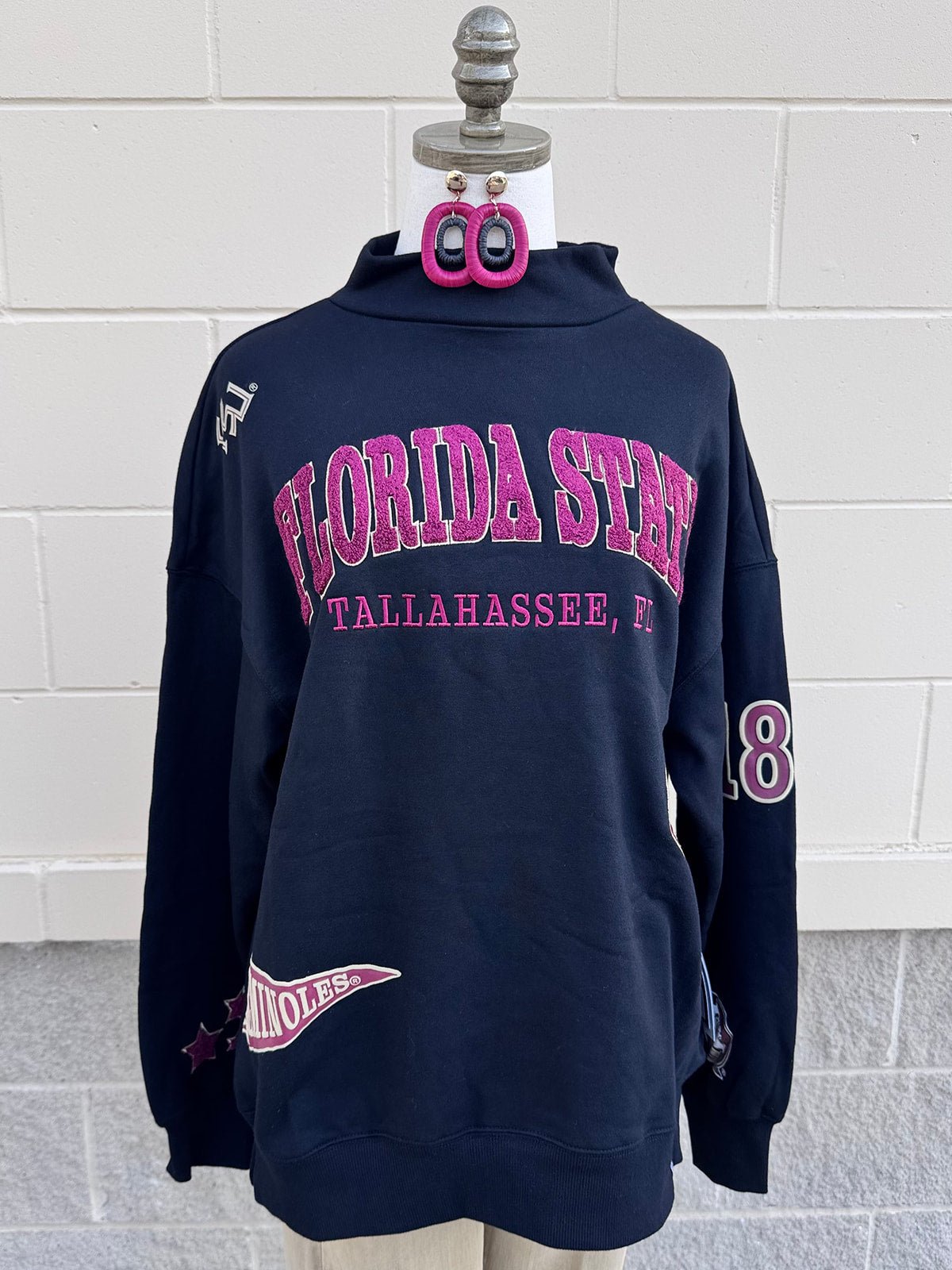 [Gameday Social] FSU Patchwork Crewneck - The Pink Pineapple 850