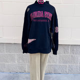 [Gameday Social] FSU Patchwork Crewneck - The Pink Pineapple 850