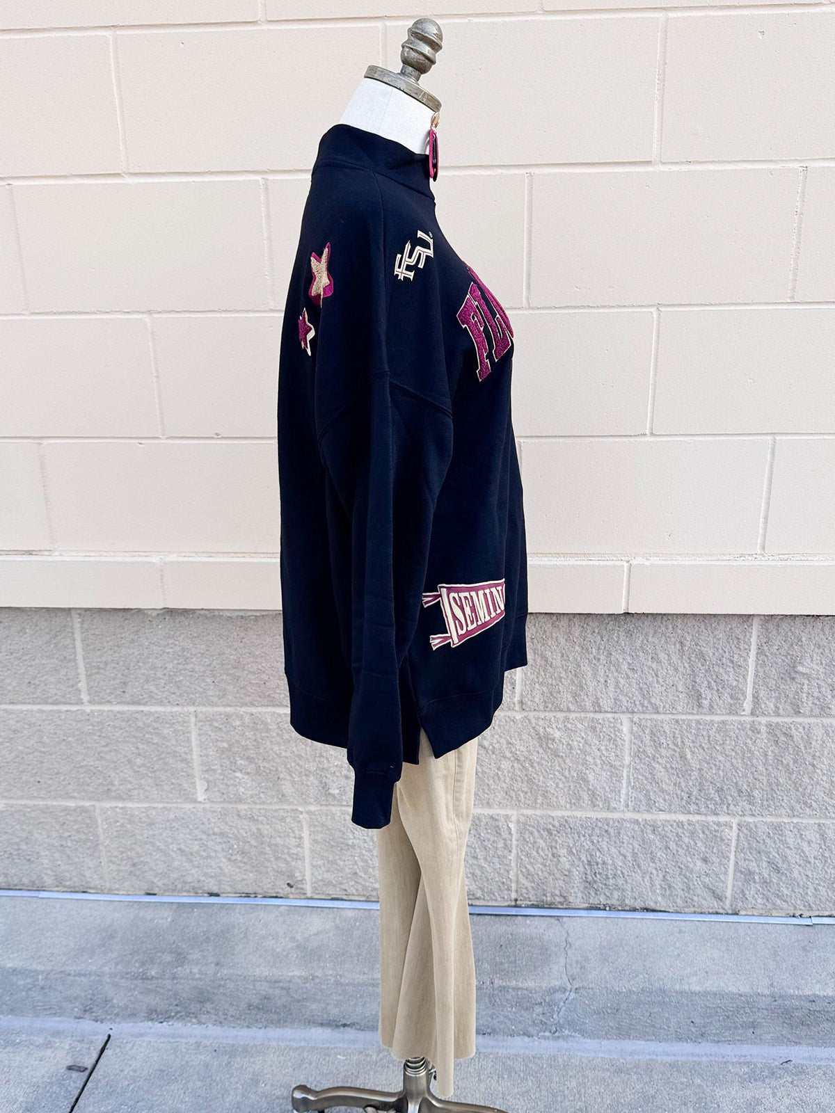 [Gameday Social] FSU Patchwork Crewneck - The Pink Pineapple 850