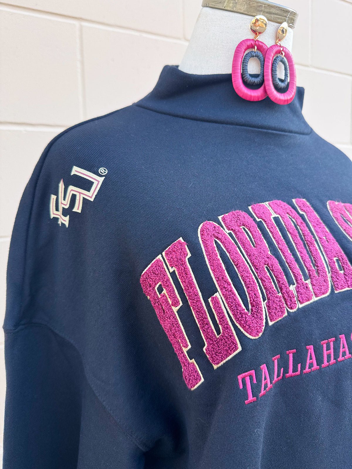 [Gameday Social] FSU Patchwork Crewneck - The Pink Pineapple 850