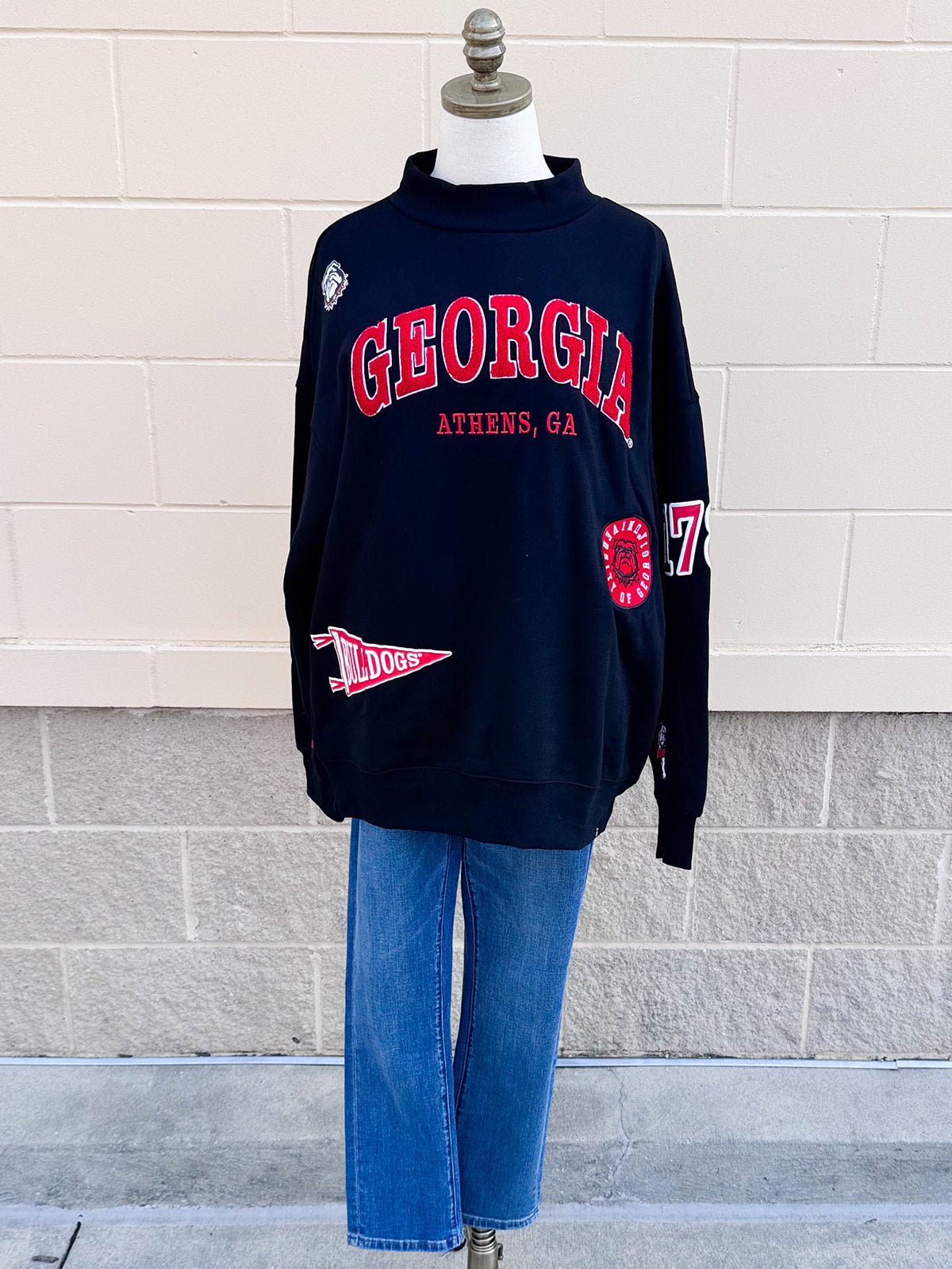 [Gameday Social] Georgia Patchwork Crewneck - The Pink Pineapple 850