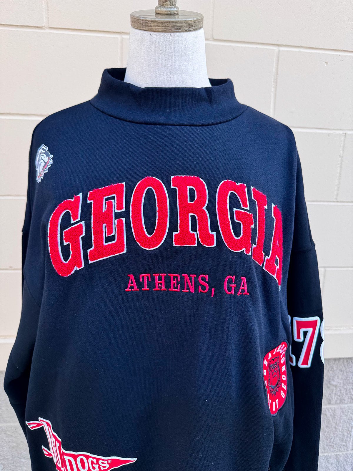 [Gameday Social] Georgia Patchwork Crewneck - The Pink Pineapple 850