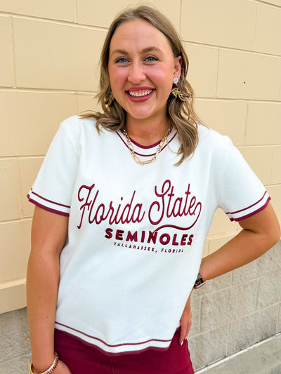 [Gameday Social] Legacy Script FSU Sweater Top - The Pink Pineapple 850