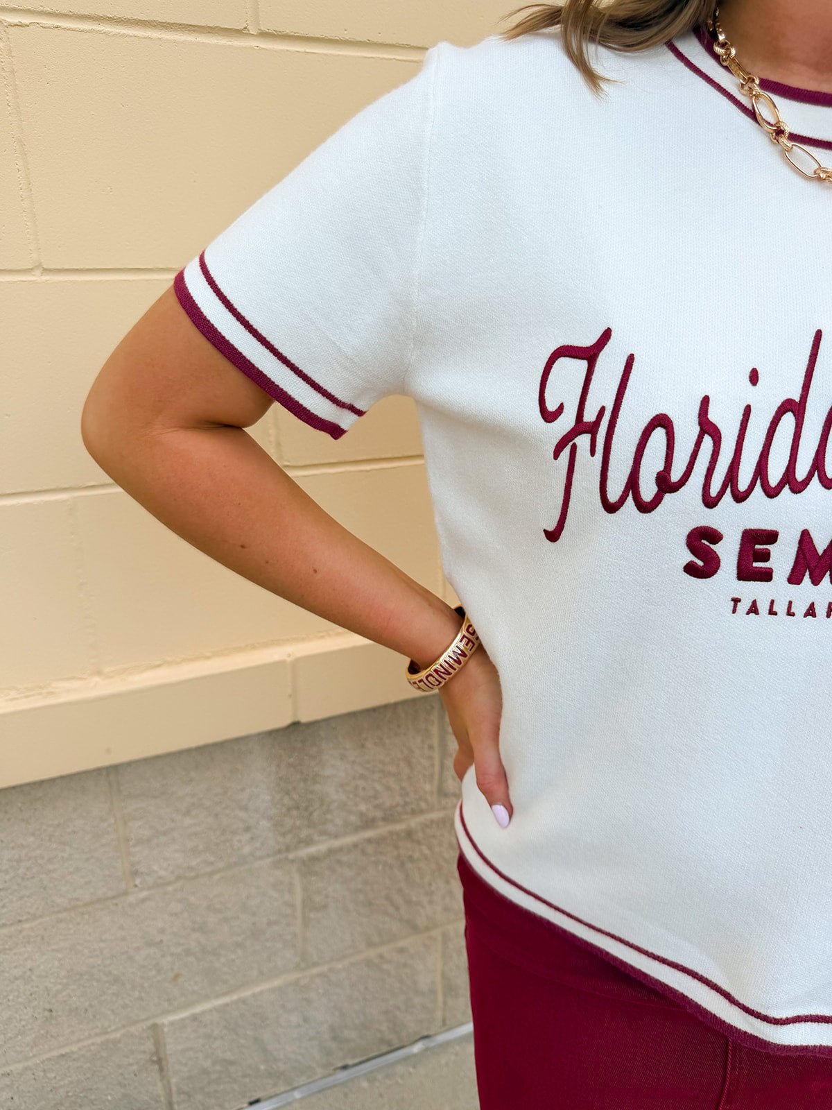 [Gameday Social] Legacy Script FSU Sweater Top - The Pink Pineapple 850