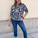 Garden Club Contrast Trim Top - The Pink Pineapple 850