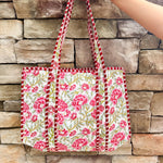 Garden Getaway Quilted Tote - The Pink Pineapple 850