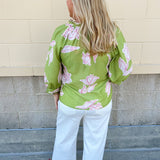Garden Outline Ruffle Blouse - The Pink Pineapple 850