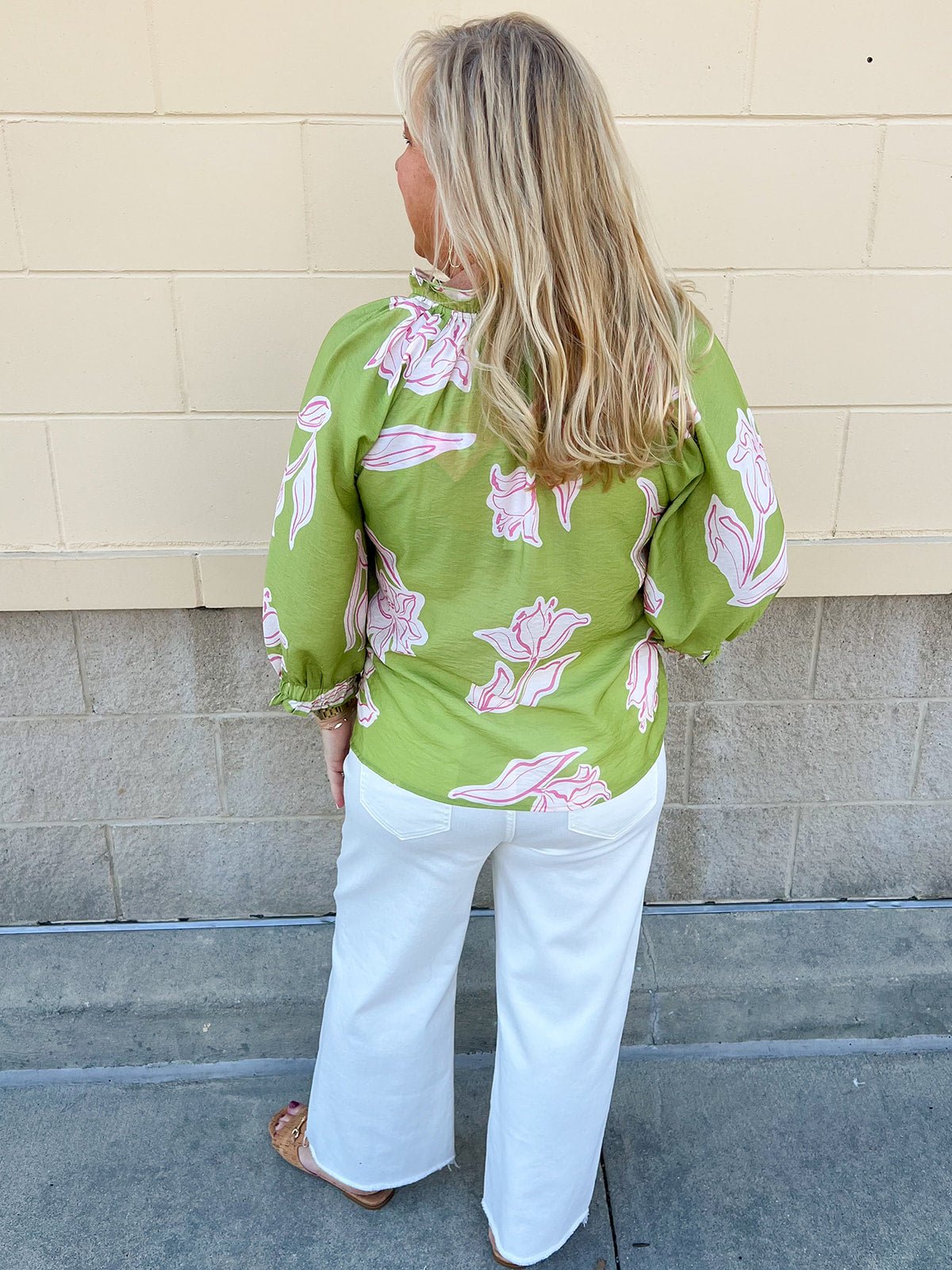 Garden Outline Ruffle Blouse - The Pink Pineapple 850