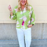 Garden Outline Ruffle Blouse - The Pink Pineapple 850