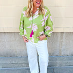 Garden Outline Ruffle Blouse - The Pink Pineapple 850