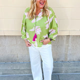 Garden Outline Ruffle Blouse - The Pink Pineapple 850