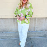 Garden Outline Ruffle Blouse - The Pink Pineapple 850