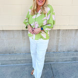 Garden Outline Ruffle Blouse - The Pink Pineapple 850