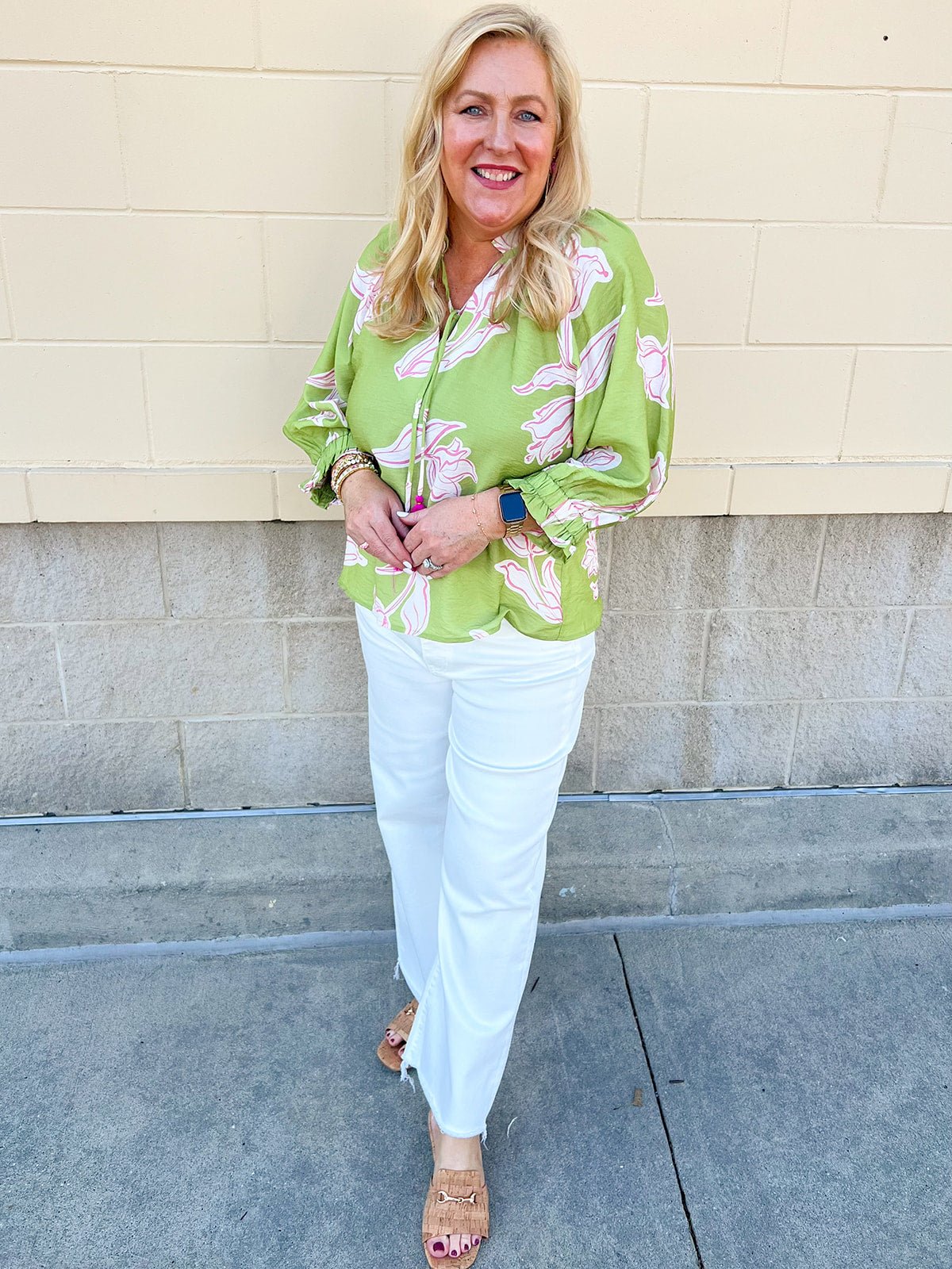 Garden Outline Ruffle Blouse - The Pink Pineapple 850