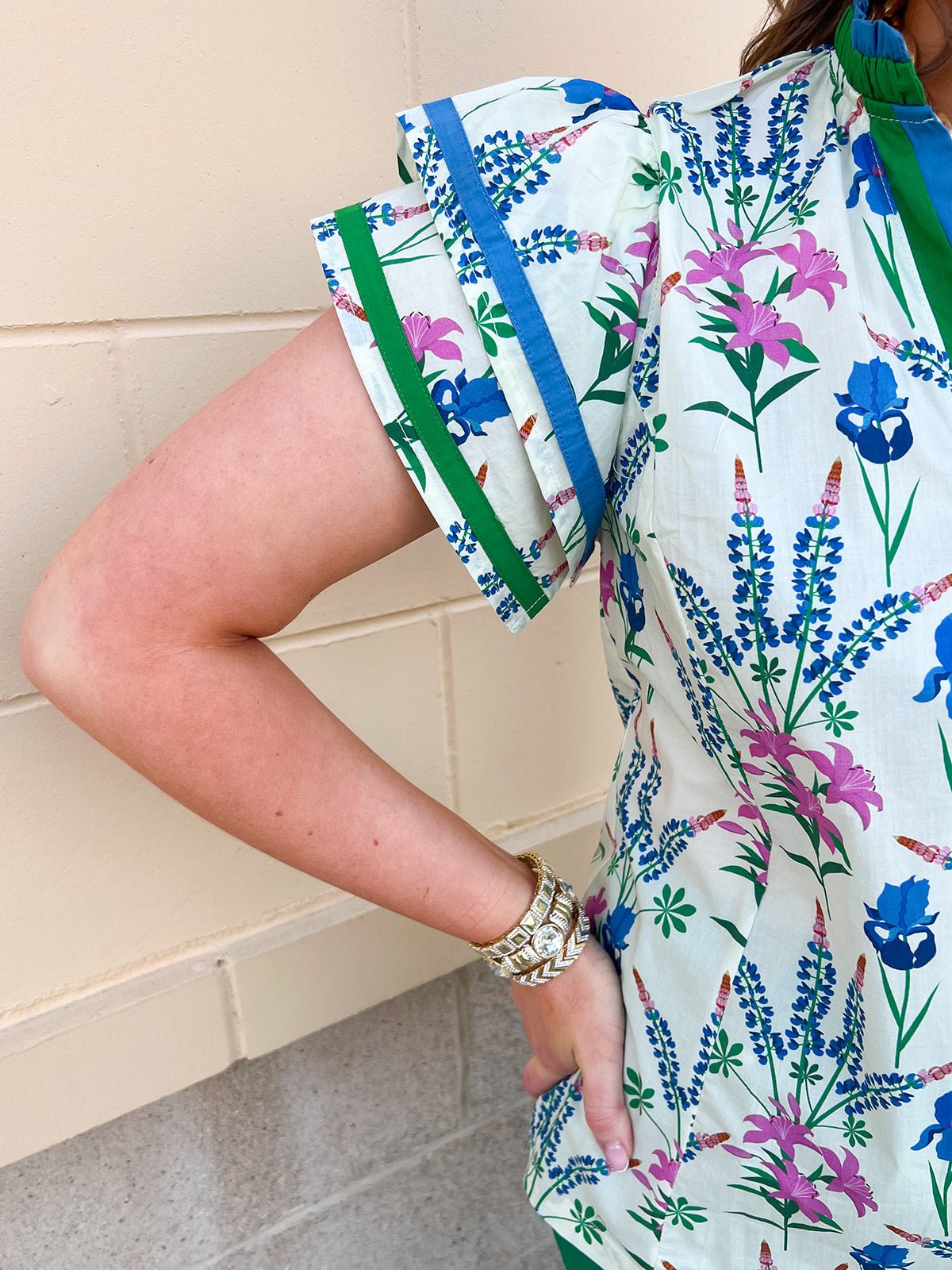 Garden Party Contrast Trim Blouse - The Pink Pineapple 850