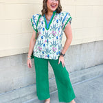 Garden Party Contrast Trim Blouse - The Pink Pineapple 850