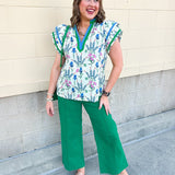 Garden Party Contrast Trim Blouse - The Pink Pineapple 850