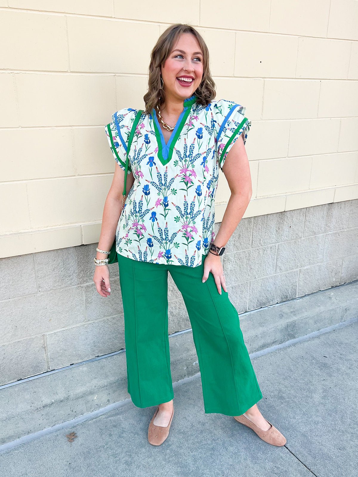 Garden Party Contrast Trim Blouse - The Pink Pineapple 850