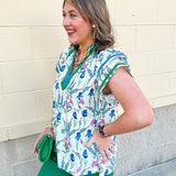 Garden Party Contrast Trim Blouse - The Pink Pineapple 850