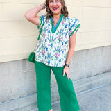 Garden Party Contrast Trim Blouse - The Pink Pineapple 850