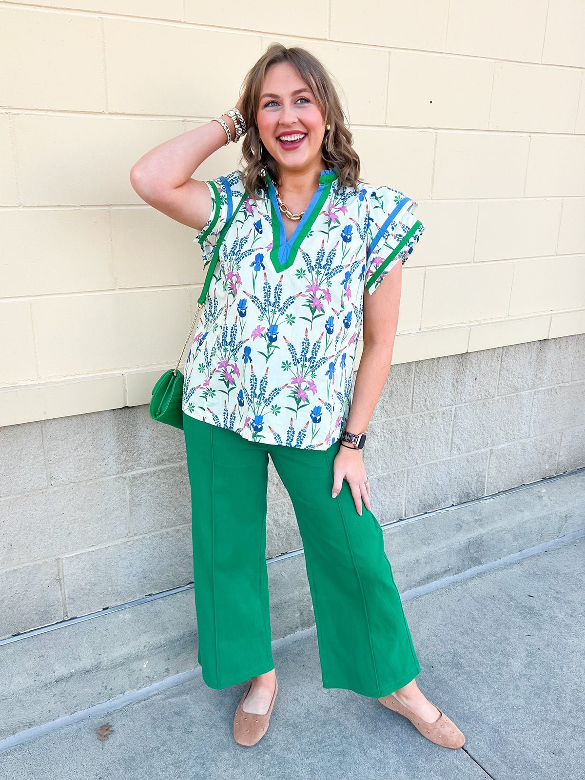 Garden Party Contrast Trim Blouse - The Pink Pineapple 850