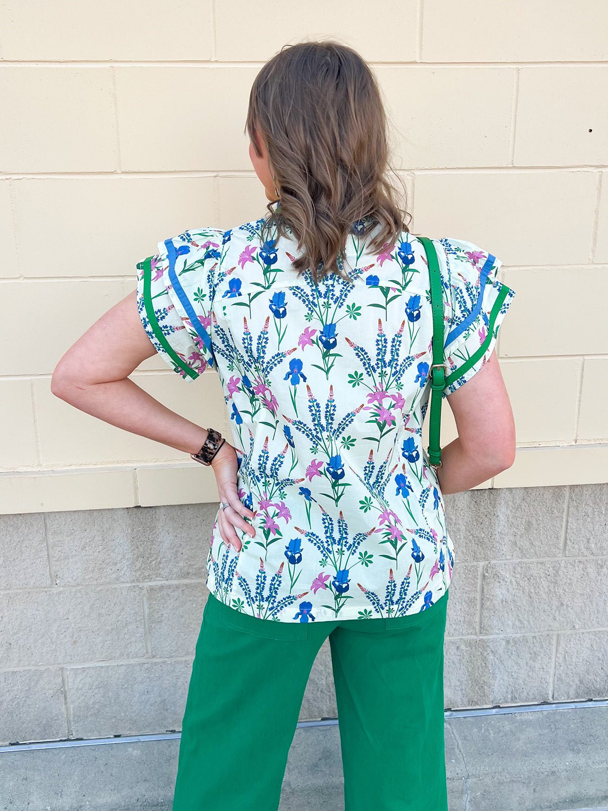 Garden Party Contrast Trim Blouse - The Pink Pineapple 850