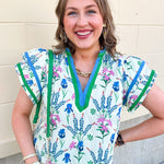 Garden Party Contrast Trim Blouse - The Pink Pineapple 850