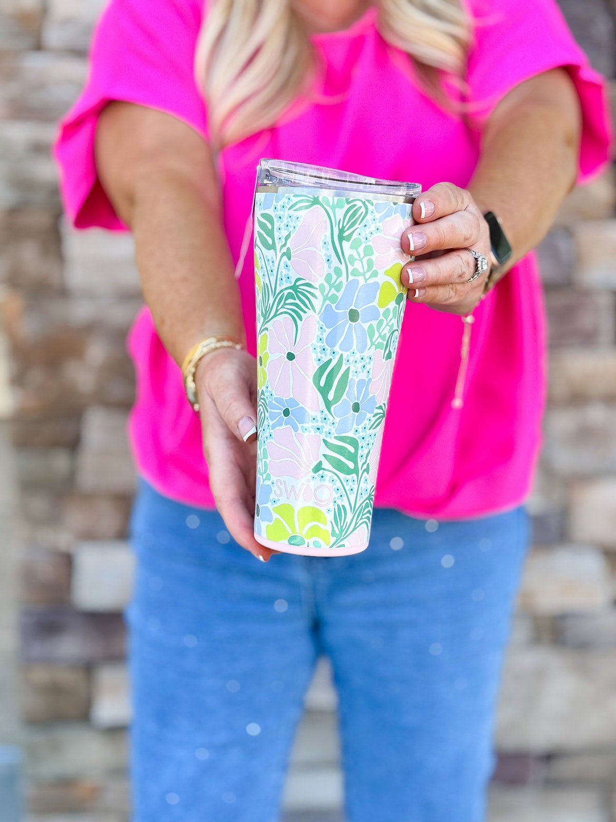 Garden Party Tumbler 32oz - The Pink Pineapple 850