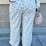 Garden Stroll Ditsy Floral Wide - Leg Jeans - The Pink Pineapple 850