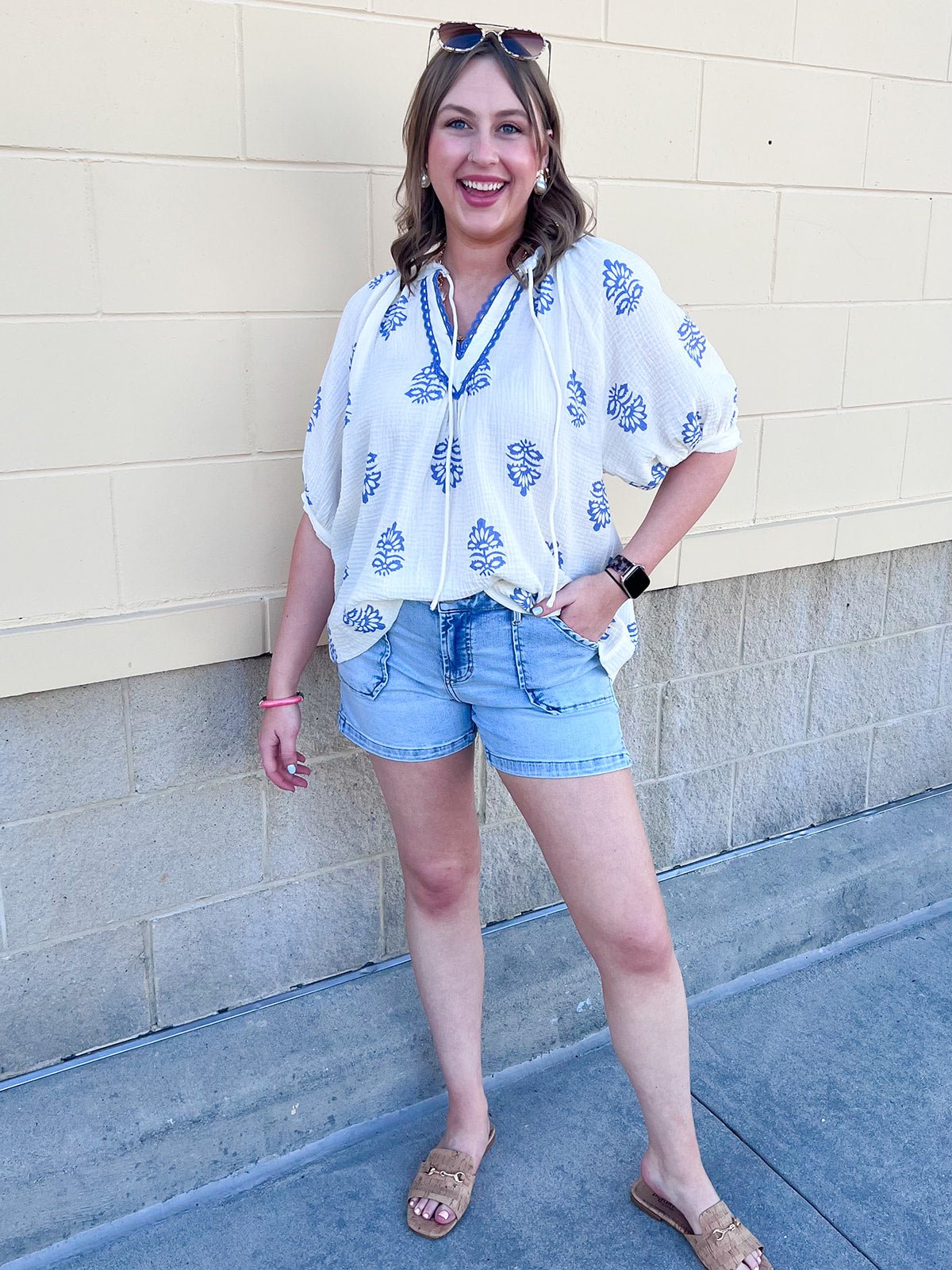 Garden Whimsy Embroidered Gauze Blouse - The Pink Pineapple 850